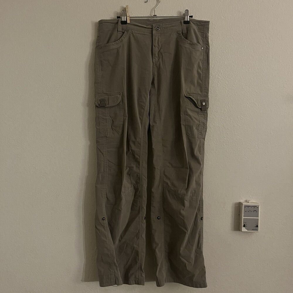 KUHL Women's Freeflex Roll-Up Khaki Beige Hiking Cargo Pants SZ 12 Reg